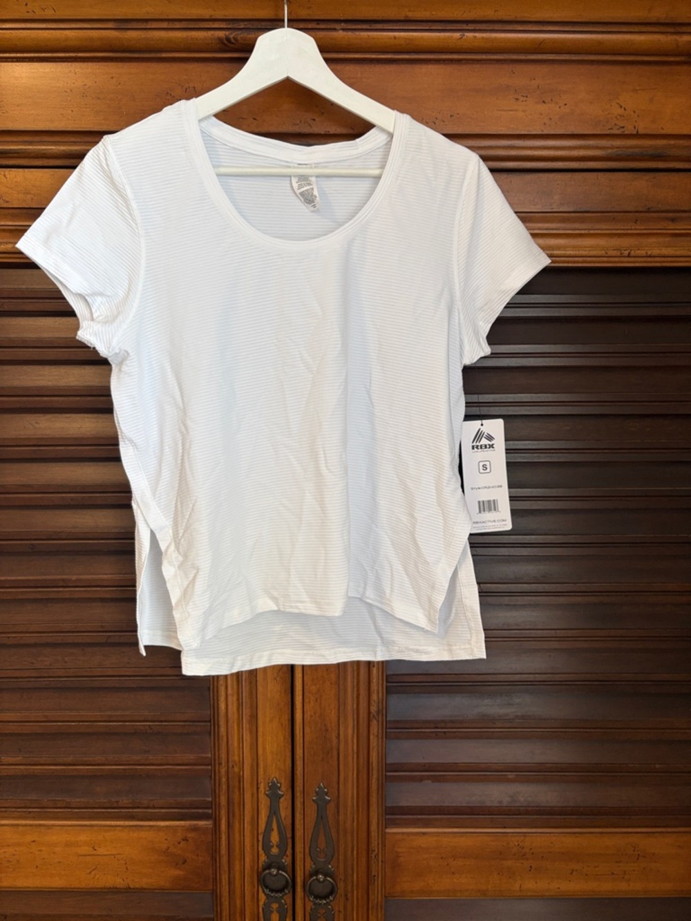 RBX White Ribbed Scoop Neck Short Sleeve Tee NWT